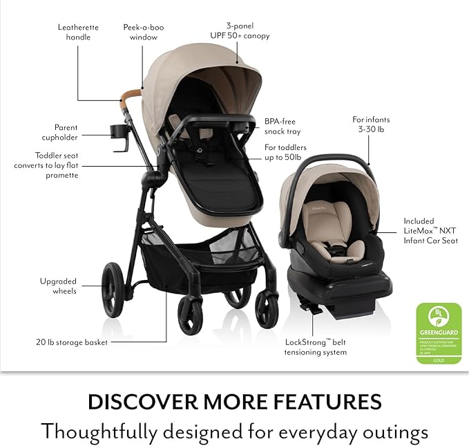Evenflo Pivot NXT Travel System with LiteMax NXT Infant Car Seat (Silverado Gray)
