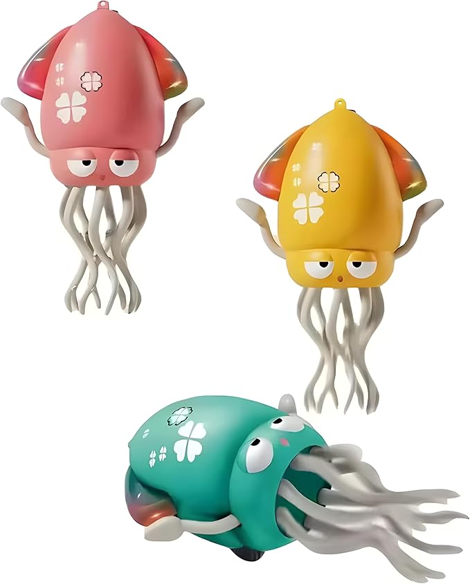 Dancing Octopus – Rechargeable, Battery-Operated with Sound & Light, Includes Fishing Rod, Obstacle Avoidance, and Lying-Down Walking Function (Yellow)