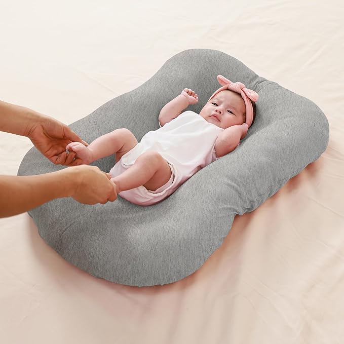 FUNUPUP Rayon Derived from Bamboo Baby Lounger Cover Compatible with Snuggle Me Lounger, Infant Lounger Pillow Cover for Newborn, Removable Elastic Newborn Lounger Cover,Cover Only, Gray