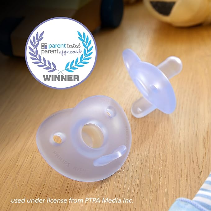 Philips Avent Soothie Heart Pacifier, 3-18 Months, Blue/Light Blue, 2 Pack, SCF099/11