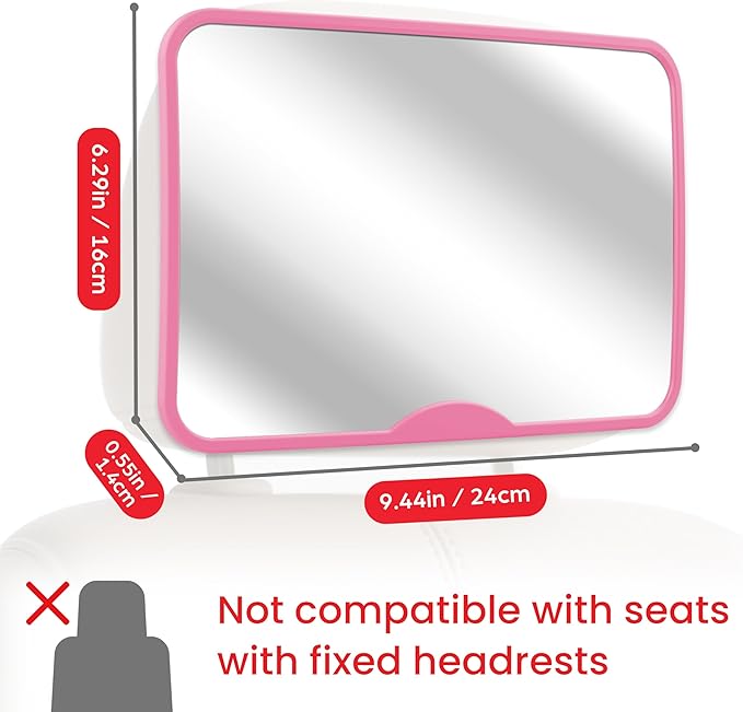 Baby Car Mirror, Safety Car Seat Mirror for Rear Facing Infant, Clear Wide View, Easily Observe the Baby Move, Secure, Shatterproof, Easy Install, Perfect (Pink)