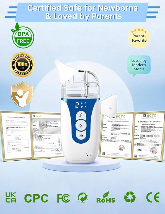 Nasal Aspirator for Baby,2-in-1 Smart Electric Nose Sucker, 2026 Upgraded with AI Anti-Backflow Protection,70Kpa Hospital-Grade Suction,15ml Large Capacity,5 Levels,Ultra-Quiet with Music-Dark Blue