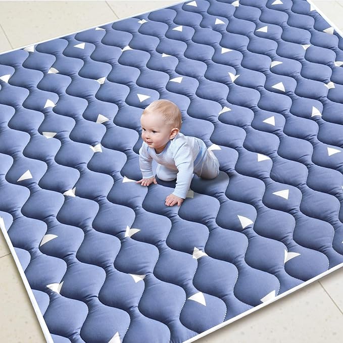 Baby Play Mat, 59x59 Inch Thicker and Larger Non-Slip Cushioning Foam Playmats for Babies,Toddlers, Infants, Play & Tummy Time, Foldable and Machine Washable Baby Mat for Floor