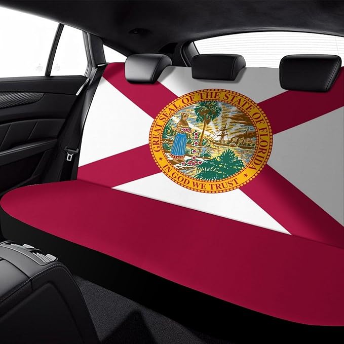 Calculay Florida Flag Car Seat Cover-Car Back Row Seat Protective Cover, Car Seat Dust Cover, Car Cushion, Suitable for All Vehicle(Pack of 2) 120x59x76cm