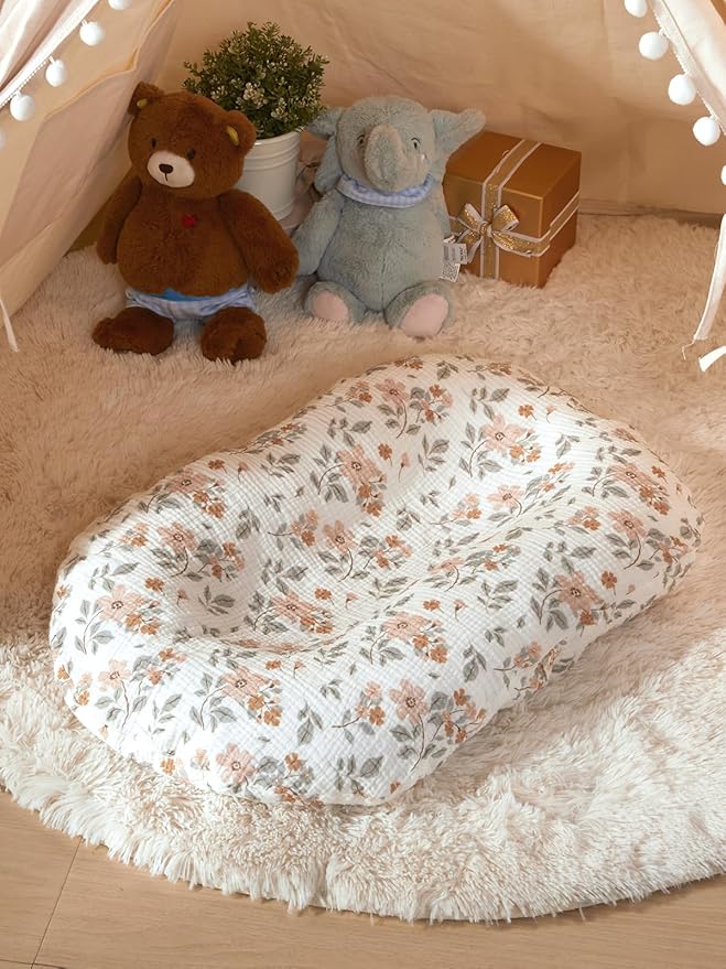 TILLYOU Muslin Baby Lounger Cover, 100% Cotton Newborn Lounger Cover, 2 Pack Baby Nest Slipcover for Boys Girls, Cover Only, Yellow Flower