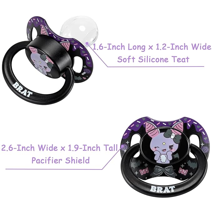 LittleForBig Bigshield Generation-II Printed Pacifier Suitable for Adults Brat Bella Pattern Black