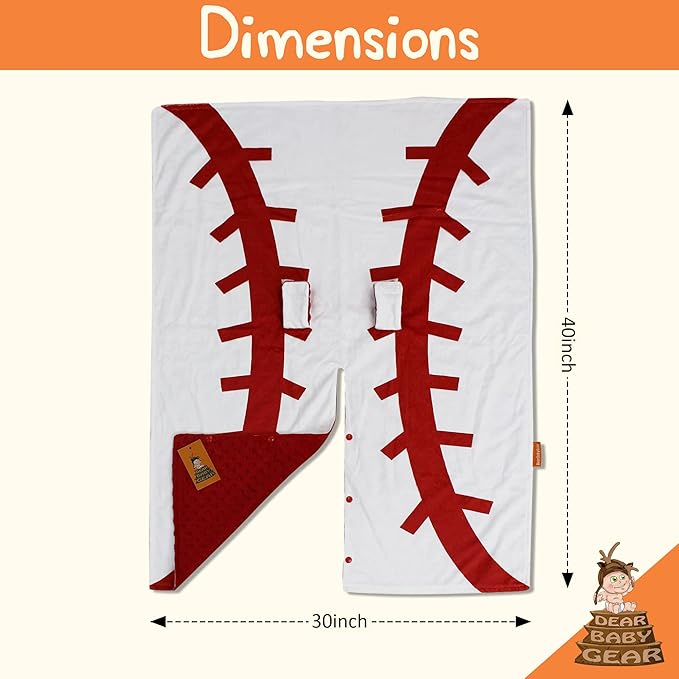 Dear Baby Gear Car Seat Cover for Boys & Girls - Baby Carseat Canopy w/Snap Opening - Infant Seat Cover - Stroller & Nursing Covers - Newborn Carrier Canopy - 40x30" (Baseball Print - Red Dot)