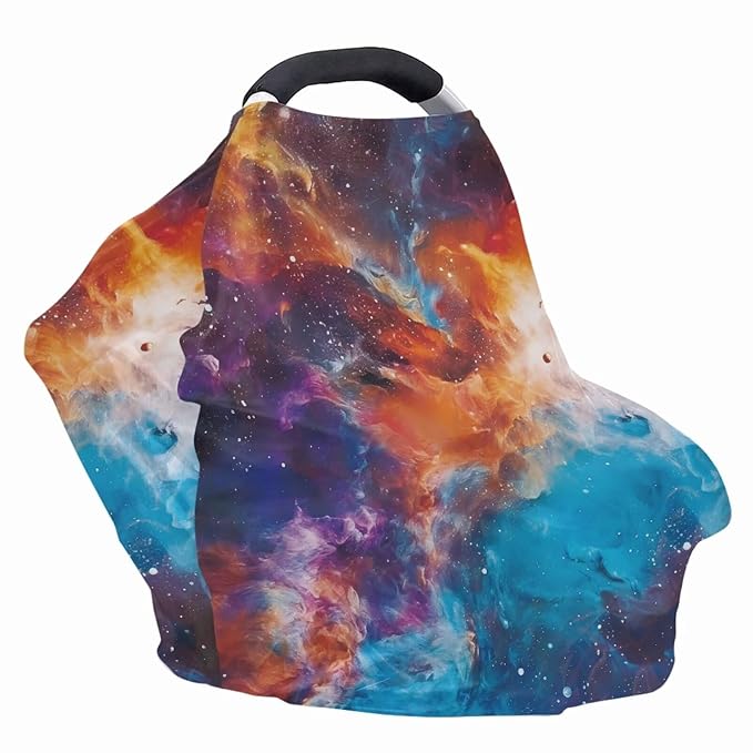 Galaxy Car Seat Cover Multi-Use Breathable Stretchy Nursing Breastfeeding Covers Car Seat Canopy Cover for Babies Dust Cover Privacy Protection