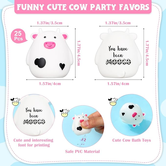 Cholemy 25 Set Moo Cows Mini Cute Rubber Cow Graduation Car Gift Bulk You Have Been Mooed Funny for Game Figurines Car Interior Accessories Gift for SUV Women Men