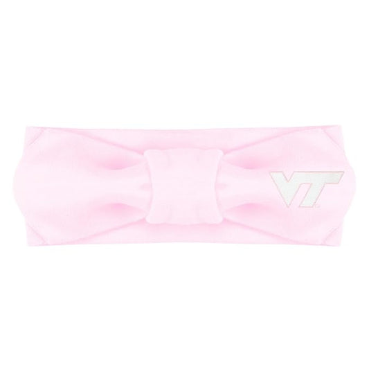 Creative Knitwear Virginia Tech Hokies Infant Girls Pink Solid Hair Knot Headband Embroidered Logo - Size Newborn - 4T