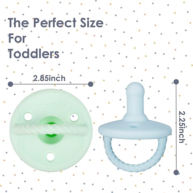 Sweet Child Pacifiers 0-18 Months, Set of 6 Ultra-Light Silicone Binkies with Collapsible Handle & 3 Air Holes for Added Safety, Best Newborn Pacifiers for Baby Boys Or Girls