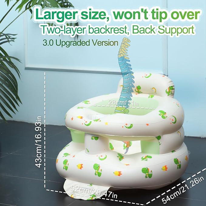 Upgraded Inflatable Baby Seat with Safety Guardrails, Thicker Sit Me Up Floor Seat for Baby Chair Sit Me Up, Blow Up Baby Chair Built in Air Pump for Babies 3-36 mth