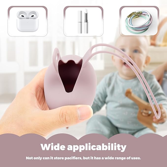 3 Pack Silicone Pacifier Holder Case, Safe and Soft Material, Pacifier Pouch Portable Pacifier Case with Stretchy Lanyard, Protective Pacifier Storage Case for Diaper Bag Stroller Travel