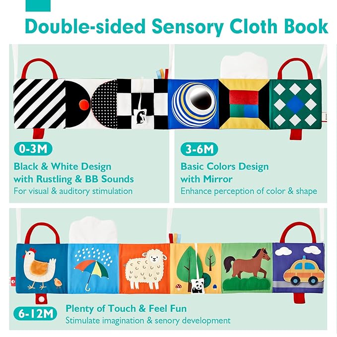 hahaland Baby Sensory Book & Tummy Time Book