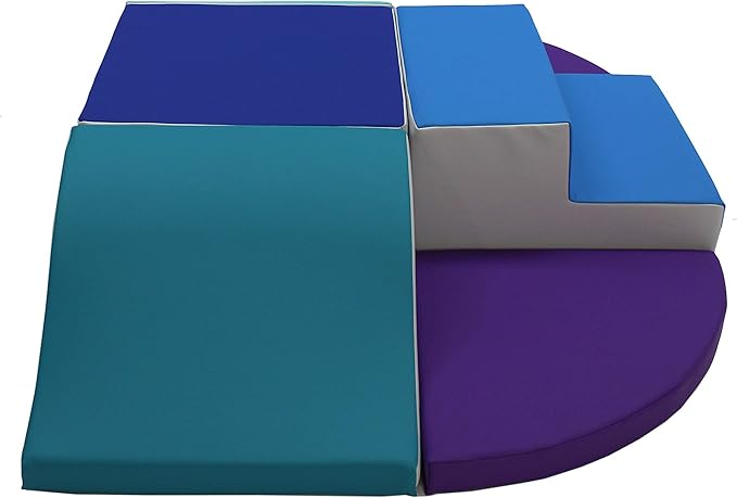 FDP SoftScape Playtime All Around Climber for Crawling Infants and Toddlers, Soft Foam Active Playset with Steps and Slides, Growing Minds and Motor Skills (6-Piece) - Contemporary/Purple, 13021-CTPU