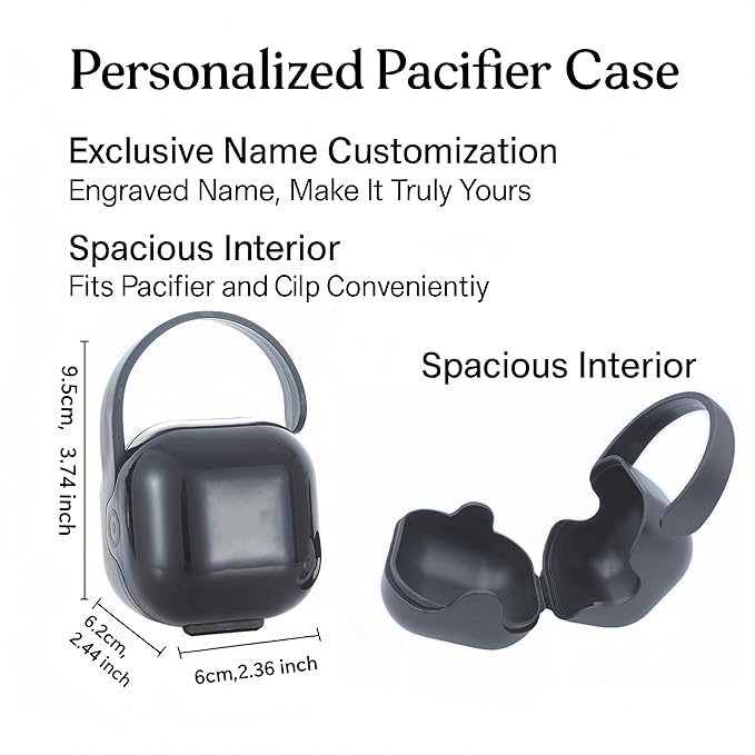 Personalized Bling Pacifier Box and Pacifier Set Unique Gift to New Bron Baby Baby Shower Gift (Black)