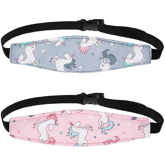 HESTYA 2 Pcs Carseat Head Support Toddler, Stroller Seat Headrest for Sleeping Traveling, Neck Relief Headband Strap for Kids Children Toddler Infant(Unicorn)