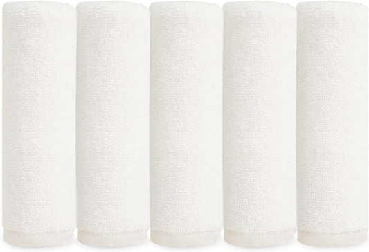 Natemia Organic Baby Washcloths (5 Pack, 12” x 12”) – 100% Organic Cotton – Ultra-Soft Baby Towels for Sensitive Skin – Newborn, Boys & Girls – Bathtime Wash Cloths, Baby Registry Must-Have (White)