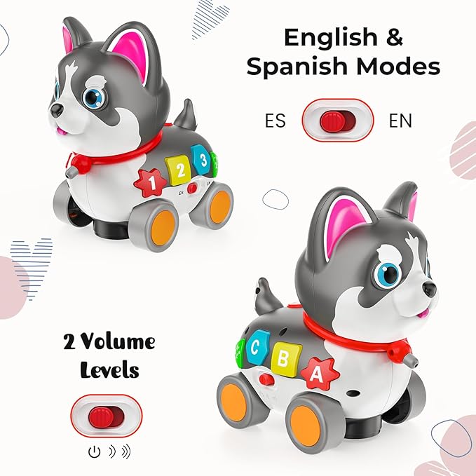 Baby Toys 1 Year Old, Musical Puppy Toys for 6-12-18 Month Girls Boys, Bilingual Educational Toys, Crawling Walking Puppy for 1st Birthday Gifts, Black