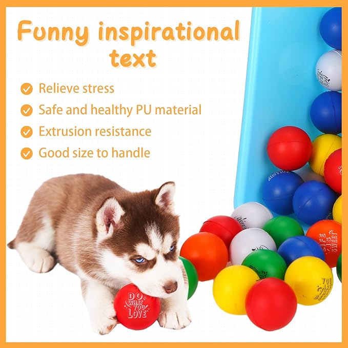 Leyndo 200 Pcs Stress Balls for Adults & Kids Bulk Motivational Quotes Stress Relief Colorful Foam Squeeze Balls Relief at Work/School/Home, Perfect Party Favors, Dark