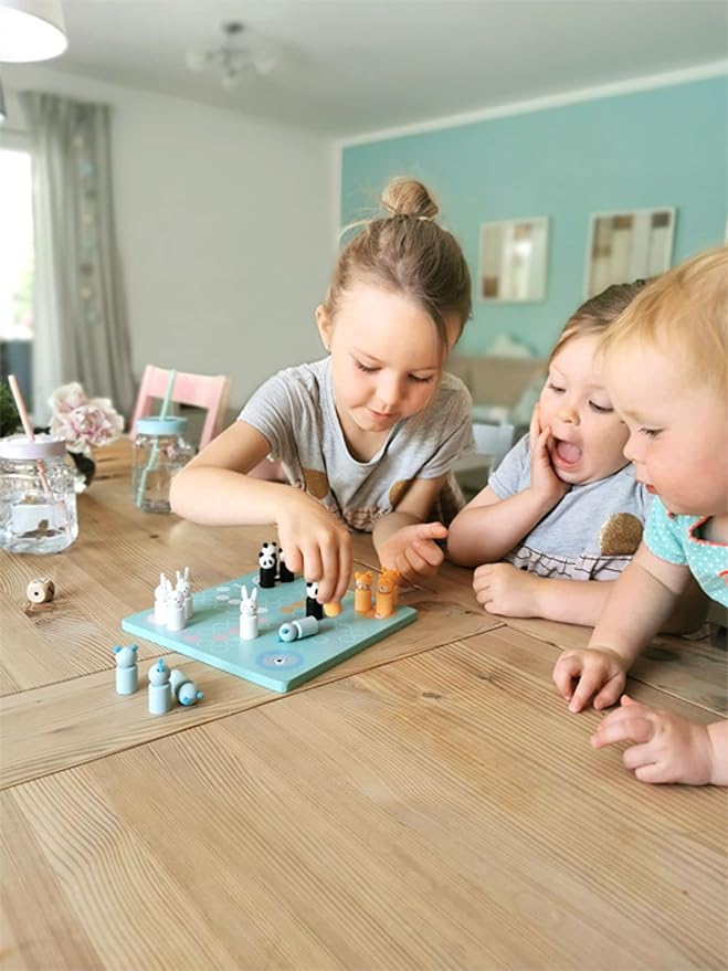 Small Foot 11462 Little Bears Ludo Made of Wood, a Colourful Parlour Game with Animal Figures Toys, Multicolored