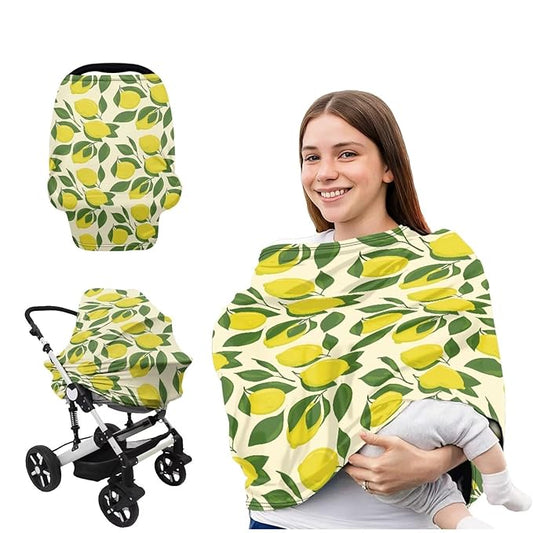 Lemon Car Seat Covers Baby,Nursing Covers Shopping Cart & Infinity Scarf Breathable Multi-Use Nursing Cover Up for Breastfeeding Carseat Canopy & Stroller Cover