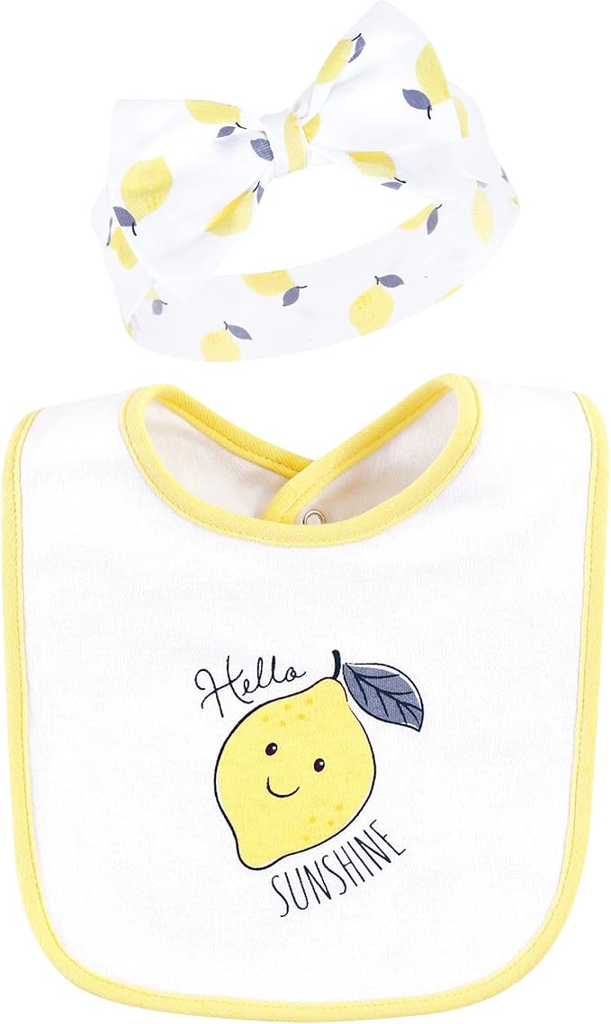 Hudson Baby Unisex Baby Cotton Bib and Headband Set