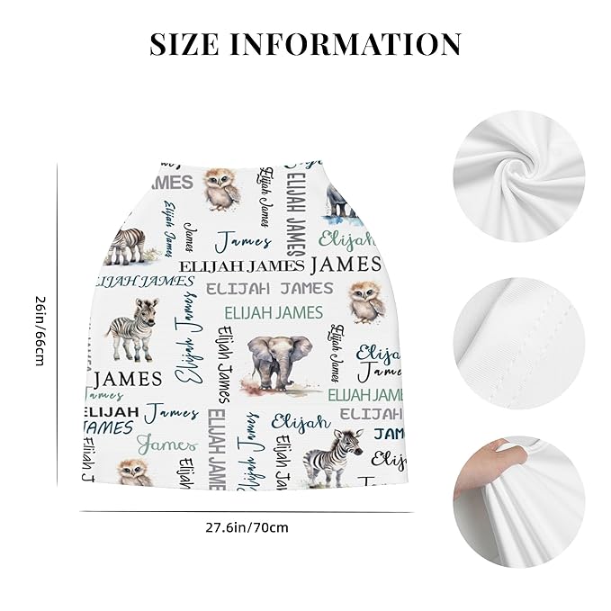 Personalized Baby Car Seat Covers for Babies, Custom Woodland Nursing Breastfeeding Carseat Canopy with Name, Infant Stroller Covers for Newborn Girls Boys, Breathable Carseat Cover