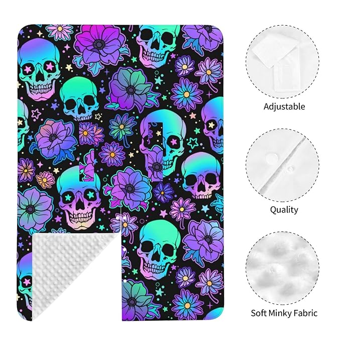 Neon Purple Skull Car Seat Covers for Babies Peekaboo Opening Carseat Cover Soft Nursing Stroller Cover Canopy for Shower Gift Newborn