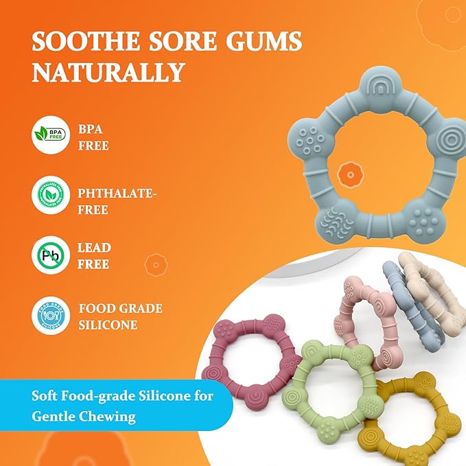 Easter Baby Teething Toys Baby Essentials & Infant Toys Silicone Teether for Babies 0 3 6Months Baby Chew Toys Newborn Learning Developmental Teether Relief Toys with 3pack Baby Toys Gifts Box