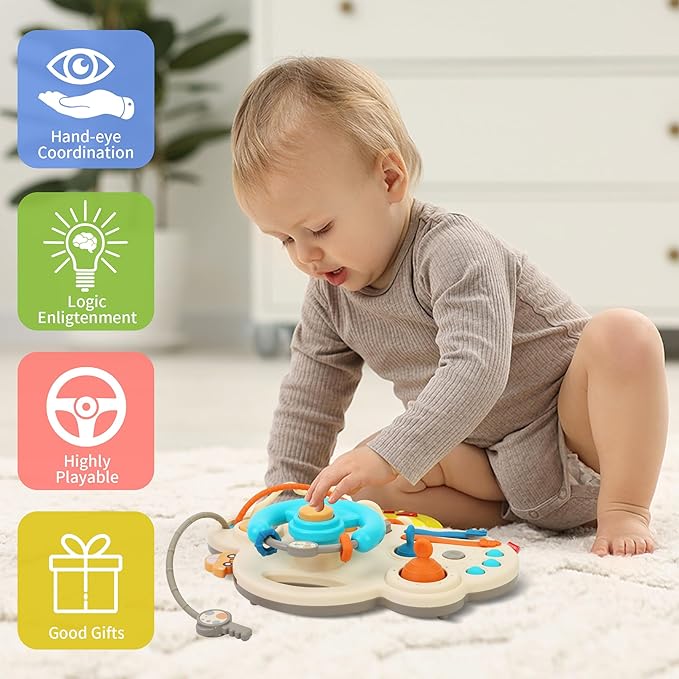 Caterbe Steering Wheel for Toddlers Toys, Baby Montessori Toy for Educational Gift