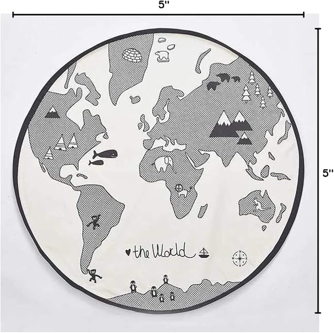 ABREEZE Adventure World Map Pattern Baby Play Mat,Crawling Mats Floor Playmat Activity Round Rug for Infant Child Kids 53 Inches