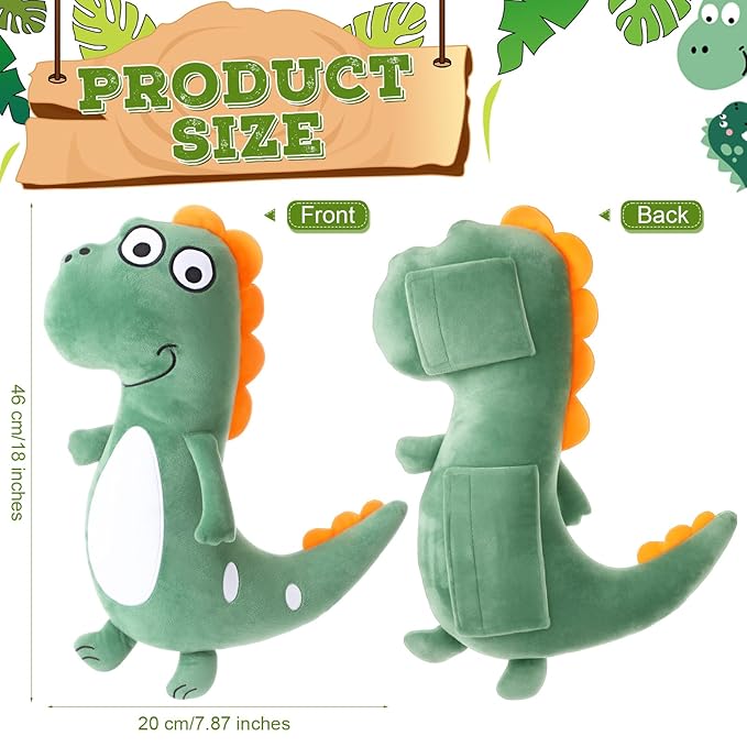 Lenwen 2 Pcs Seat Belt Pillow for Kids Cover for Boys Girls Seatbelt Cushion Pillow for Toddler Car Strap Covers for Travel Sleep Neck Head Support Pad(Green,Dragon)