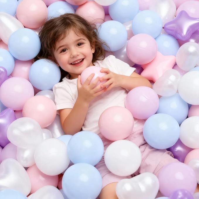 GOGOSO Ball Pit Balls,Plastics Balls for Ball Pit, Stars Hearts Shape for PastelBall for Toddlers Kids