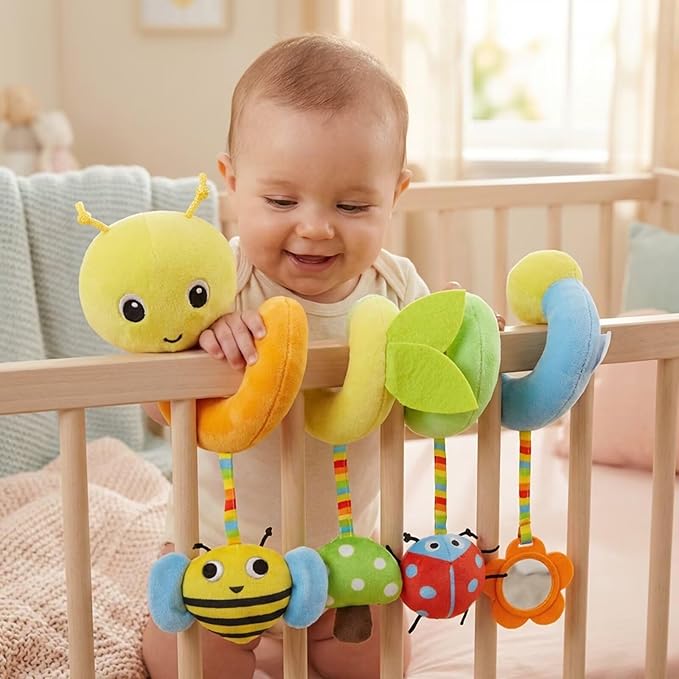 Multi-Use Baby Spiral Activity Toy – Spiral carseat Toy for Car Seat, Stroller,Play Gym, Keeps Baby Quiet, Easy Travel Solution