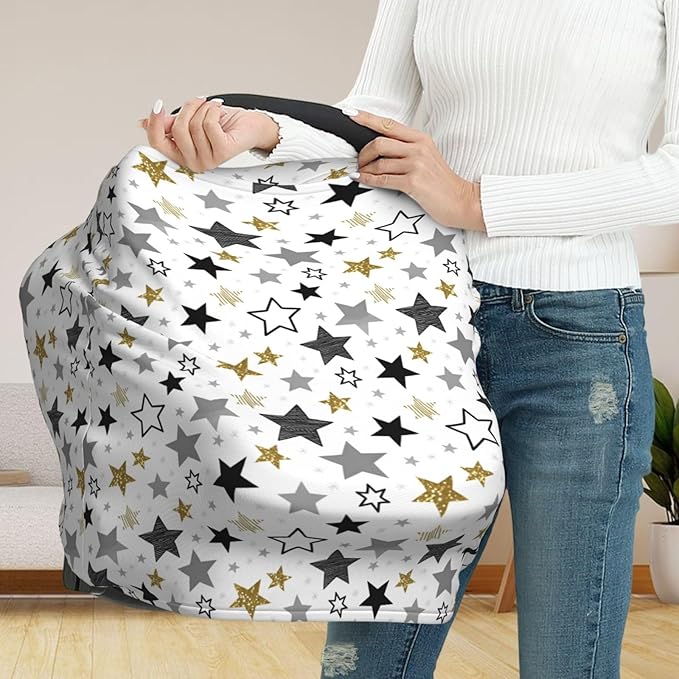 Magic Stars Baby Car Seat Covers Carseat Canopy Soft Infant Stroller Cover Nursing Breastfeeding Covers for Girls Boys Newborn