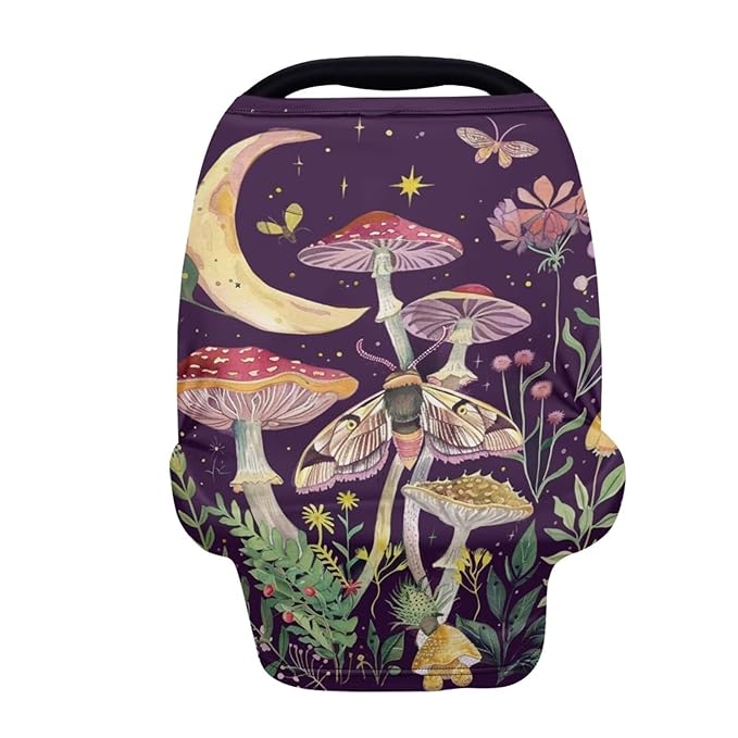 Youngerbaby Mushroom Nursing Cover Breastfeeding Soft Infant Carseat Canopy Stretchy Breathable Cover for Stroller High Chair Shopping Cart Canopies