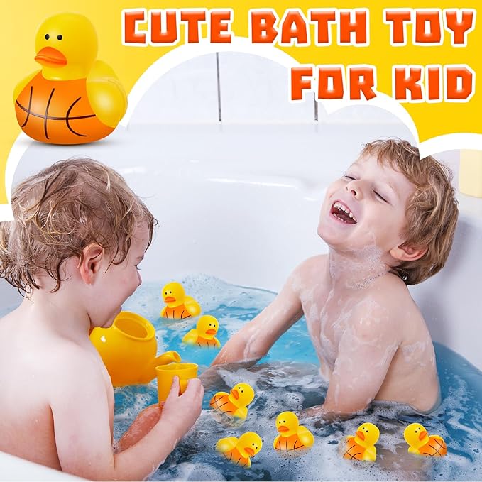 Deekin Rubber Ducks 2 Inch Bulk Sport Party Favors for Team Events Decorations Birthday Party Supplies Club Player Gift(50 Pcs,Basketball)