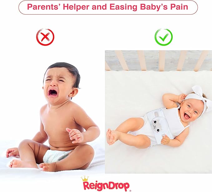 ReignDrop Colic Relief for Newborns – Gas Relief Set with Belly Band, Gel Pack, Storage Bag – Soothing Calming Warm or Cold Compression Baby Belly Belt (Lamb Gel Pack)