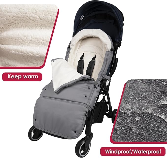 Universal, Weather-Proof, Warm Stroller Footmuff | Extendable Winter Cover | Adjustable Buckle | Stroller Bunting Bag | CosyDiary Stroller Accessories | Stroller Cover