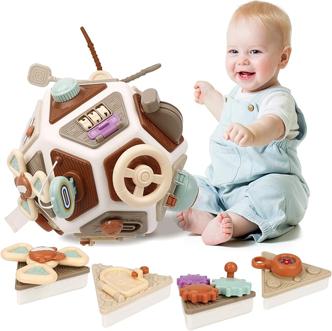 22-in-1 Baby Activity Cube,Montessori Sensory Toy Toddler 1-3, Kid Education Learning Activity Toys, Early Educational Birthday Gift for 1 2 Year Olds Boy Girl (Muticolor)