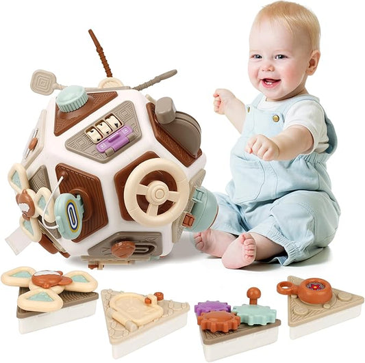 22-in-1 Baby Activity Cube,Montessori Sensory Toy Toddler 1-3, Kid Education Learning Activity Toys, Early Educational Birthday Gift for 1 2 Year Olds Boy Girl (Muticolor)