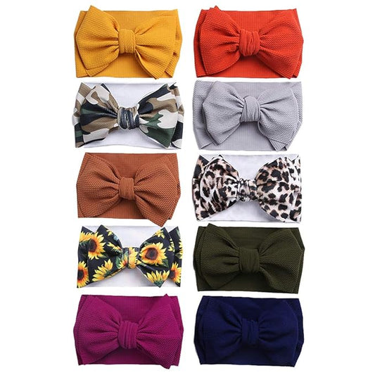 KIDOCHEESE Oversized Nylon Baby Head Wraps - Large Bows Hair Accessories for Newborn, Infant, and Toddler Girls
