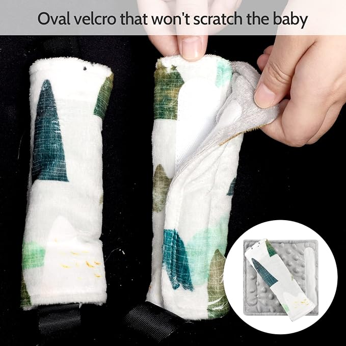 TANOFAR Infant Car Seat Insert and Strap Covers, Minky Carseat Head Support for Boys, Soft Cushion Fit for Car Seats, Stroller, Bouncers
