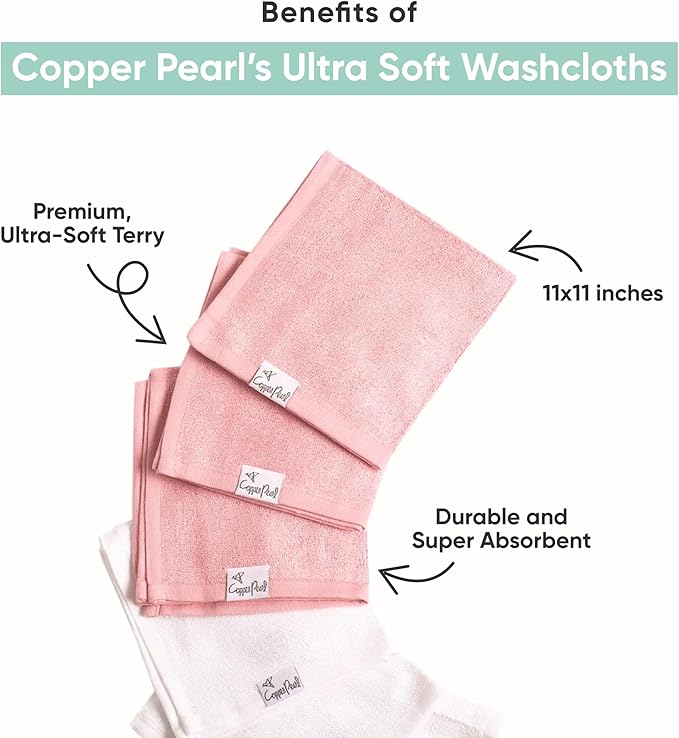 Copper Pearl 6 Ultra Soft Baby Bath Washcloths Premium Large Soft Lily (Purple/Lavender/Gray) 11" x 11" Towels