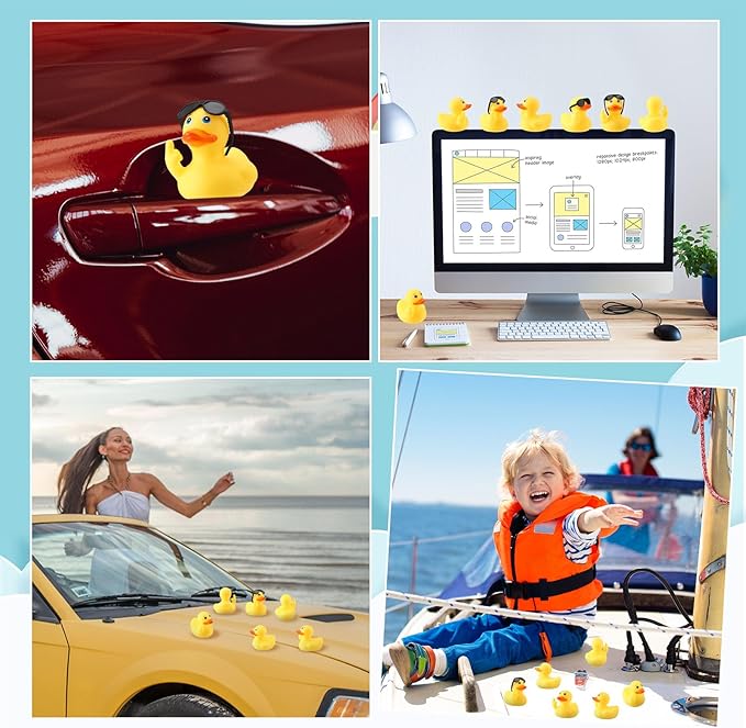 50 Pcs Rubber Duck with Sunglasses,Squeak Finger Duck Bath Toys,Funny Rubber Ducks Figurines Mini Ducks for Bathroom Shower Birthday Gifts Party Favors