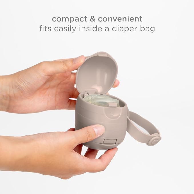Ubbi On-The-Go Dual Pacifier Holder, Keep's Baby's Binkies Clean and Accessible, Portable for Travel, Diaper Bag Accessory Must Have for Newborns, Taupe, 2-Pack