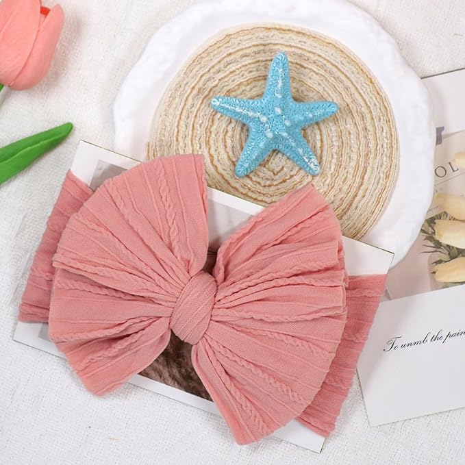 ALinmo 6 Pack Baby Headbands Super Soft Stretchy Nylon Hair Bands Hair Bows Hair Accessories for Baby Girls Newbrons infants Toddlers 04