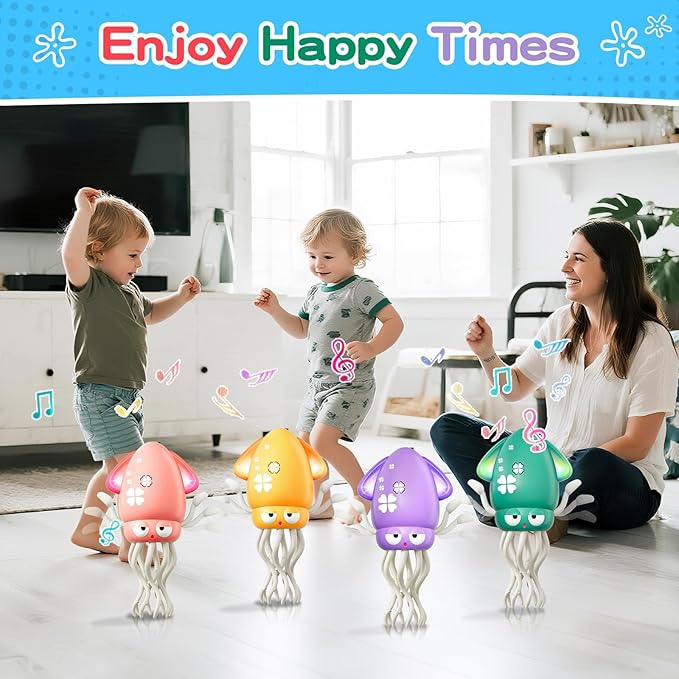 MACALOCA Dancing Squid Baby Toy, Dancing Octopus Tummy Time Toys for Toddlers, Infant Crawling Walking Baby Toys with Music & Light for 3-6 6-12 12-18 Kids Boys 1st Baby Birthday Gifts