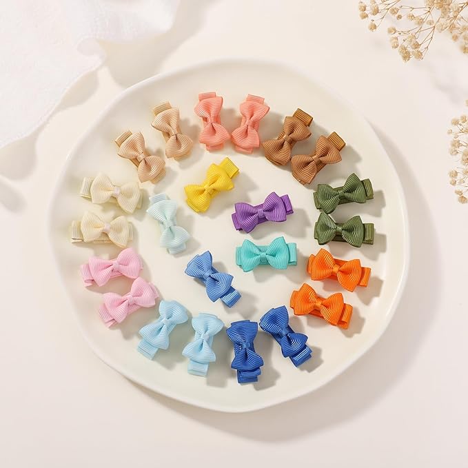 YHXX YLEN Baby Hair Bows for Girls Mini Fully Lined Hair Bows Grosgrain Ribbon 1.2" Tiny Baby Hair Clips for Baby Girls Infant Fine Hair 100PCS (50 Colors in Pairs)